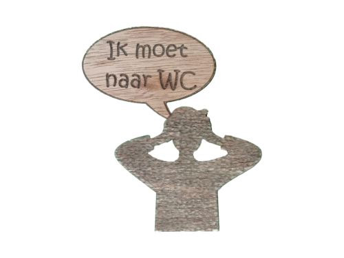 Houten WC Deursticker Mannen - Stoer en Humoristisch