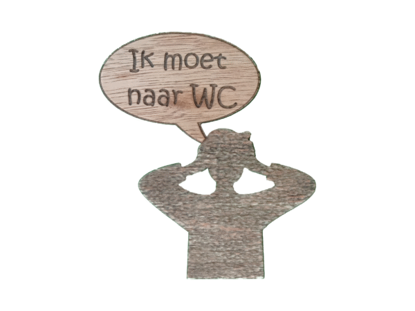 Houten WC Deursticker Man 1 Houten WC Deursticker Mannen - Stoer en Humoristisch