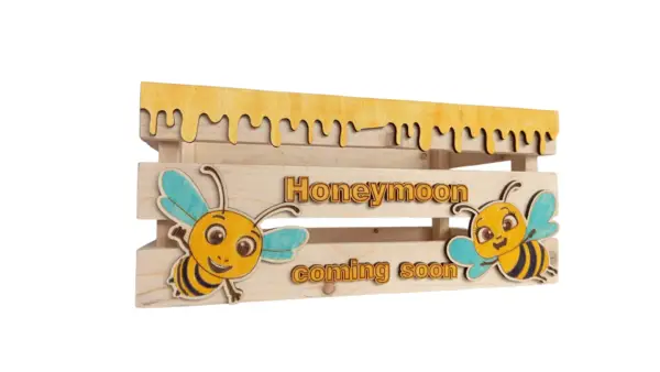 Houten Honing kist met Bij Ontwerp