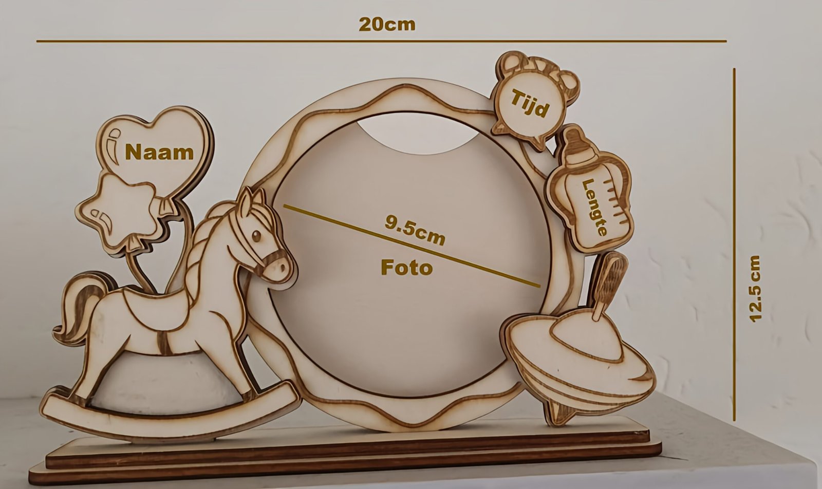 houten schommelpaard fotolijst nostalgische kinder fotokader