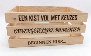 Borrelkist – Blank & Graveerbaar groot tekst