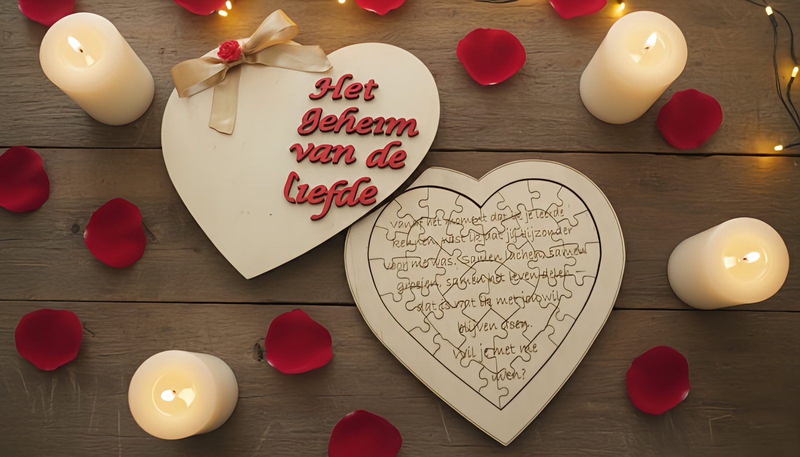 Houten puzzel huwelijksaanzoek – Het Geheim van de Liefde