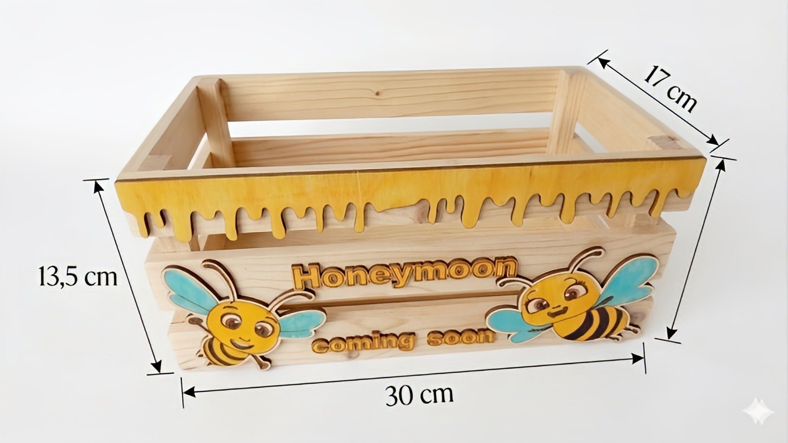 houten honing kist met bij ontwerp