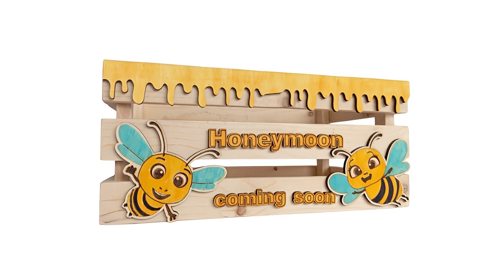 houten honing kist met bij ontwerp