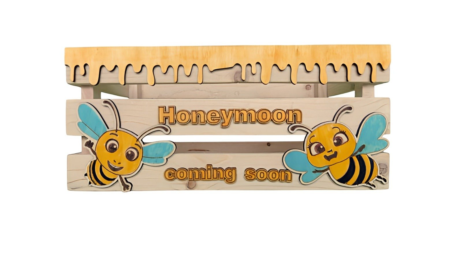 houten honing kist met bij ontwerp