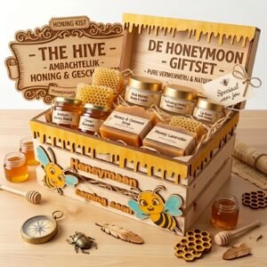 Luxe Honing Giftset - De Honeymoon Wellness Kist - Handgemaakt Cadeaupakket