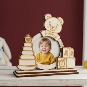 Handgemaakte houten beer kinderfotolijst voor babykamer