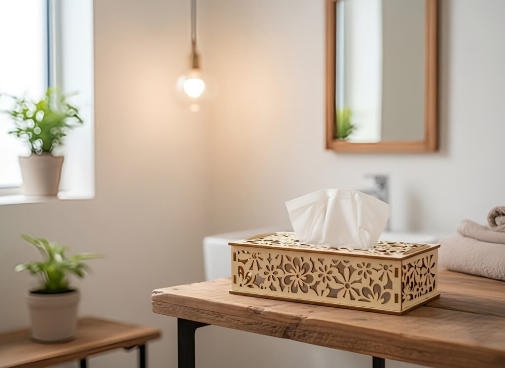 decoratieve houten tissuedoos sierlijk design voor stijlvol interieur