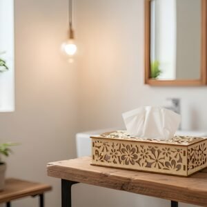 decoratieve houten tissuedoos sierlijk design voor stijlvol interieur