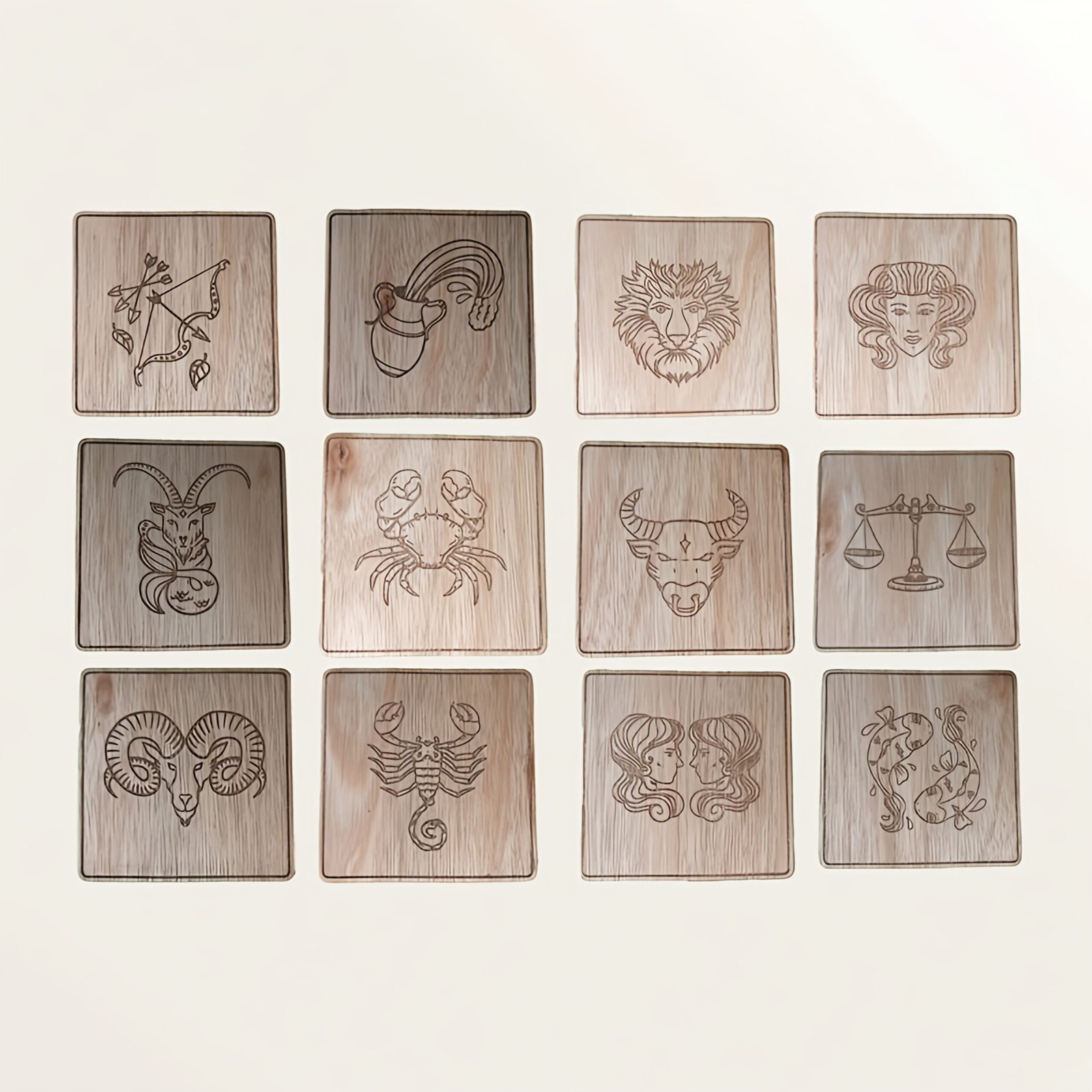 ambachtelijke houten onderzetters horoscoop design & duurzaam hout