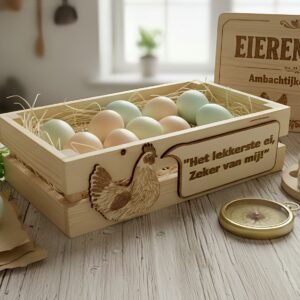 verse eieren houten kist landelijke decoratie