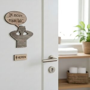 houten wc deursticker mannen stoer en humoristisch